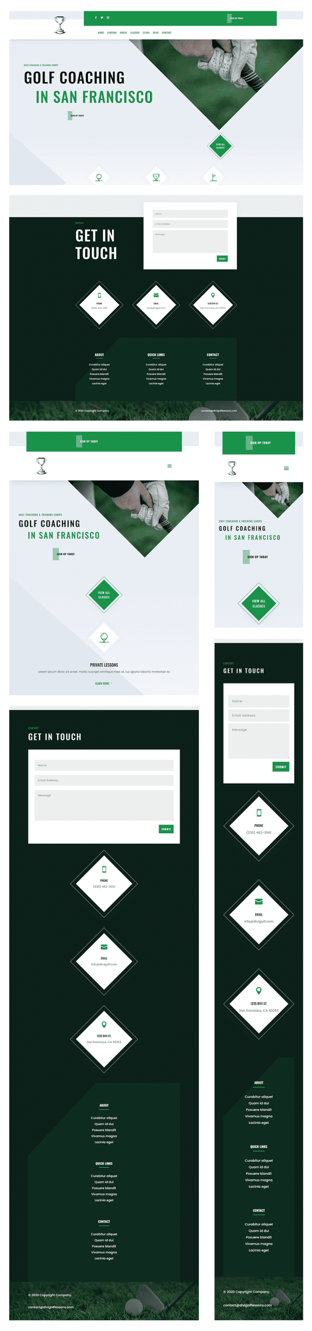 Download a FREE Header & Footer for Divi's Golf Lessons Layout Pack