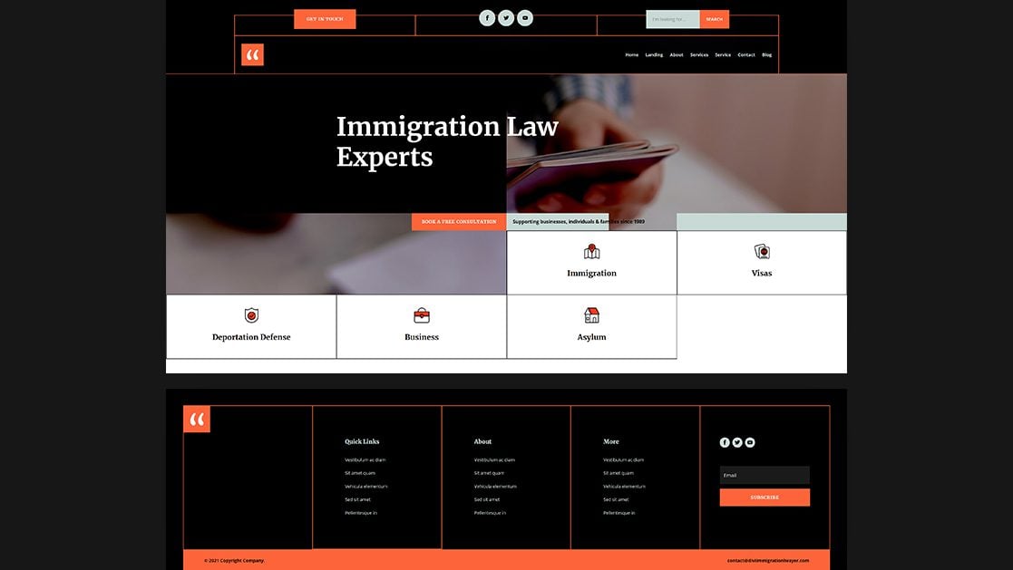 Download a FREE Header & Footer for Divi’s Immigration Lawyer Layout Pack