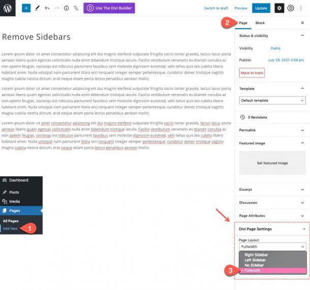 How To Remove Sidebars From Divi