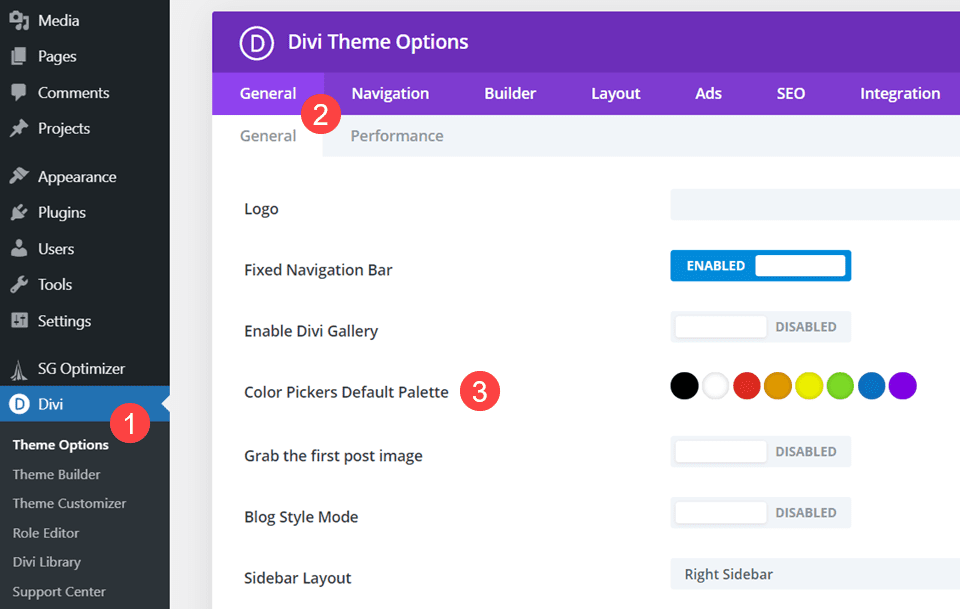 color palette by default