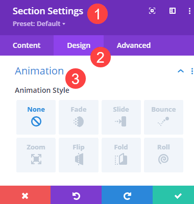 animation options