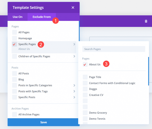 How To Exclude Pages Posts From Templates In The Divi Theme Builder