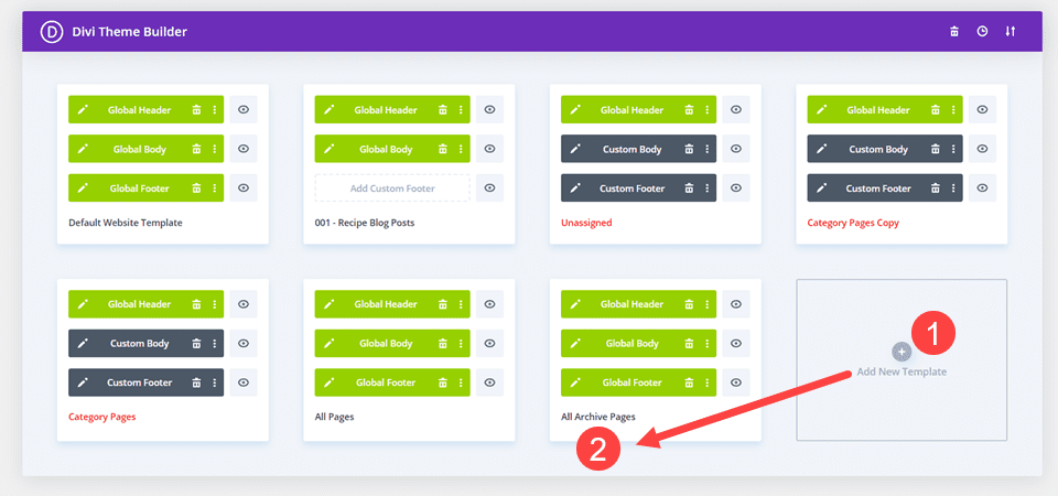divi add new template