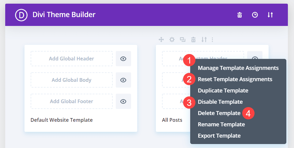 template context menu