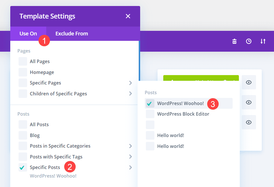 apply a specific template to a blog post