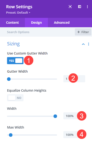 width and gutter for floating about card