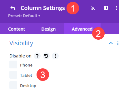 column visibility