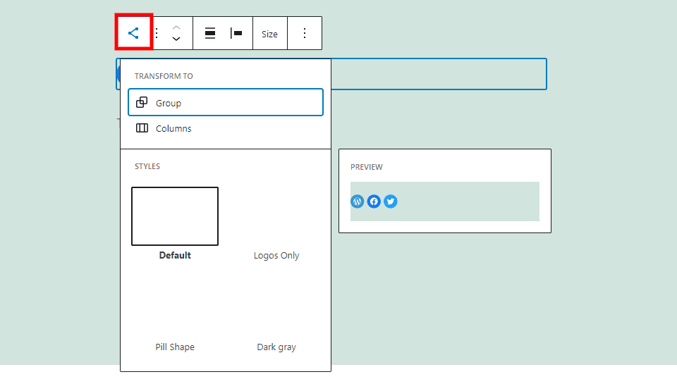 Change Social Icons Block Type or Style