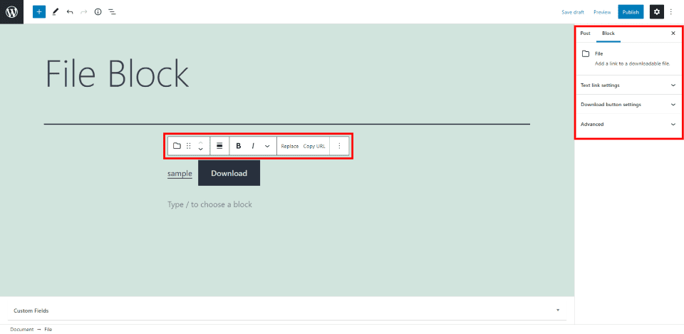 File Block Settings and Options