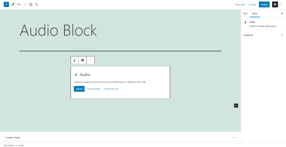 How to Add the Audio Block to your Post or Page