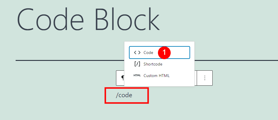 How to Add the Code Block to your Post or Page