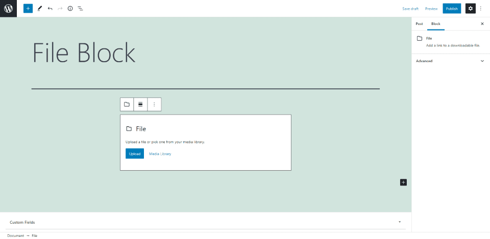 How to Add the File Block to your Post or Page