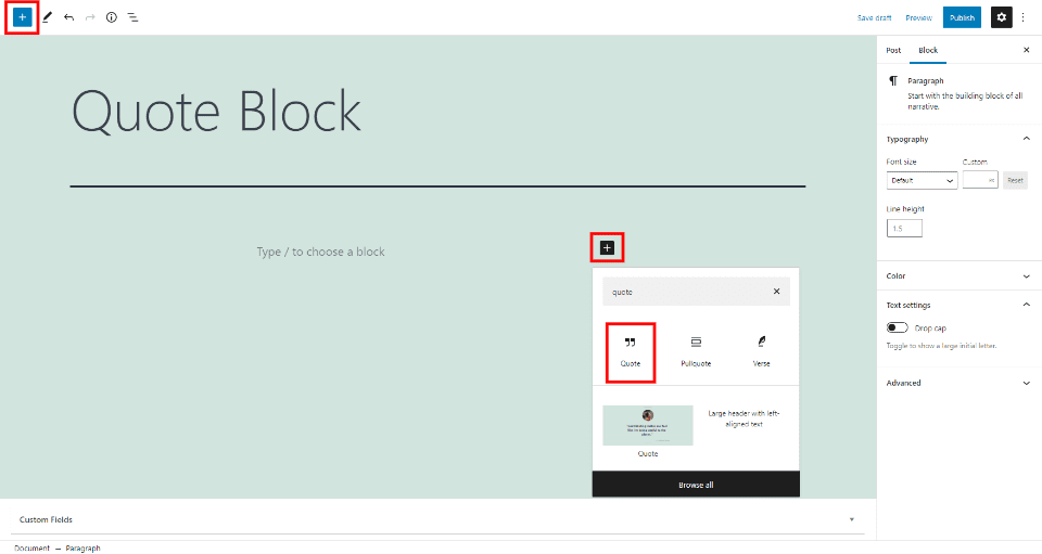 How to Add the Quote Block to your Post or Page