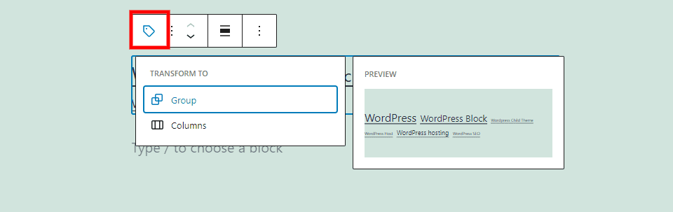 Change Block Type or Style