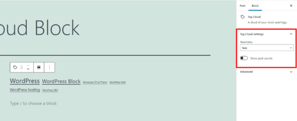 How to Use the WordPress Tag Cloud Block