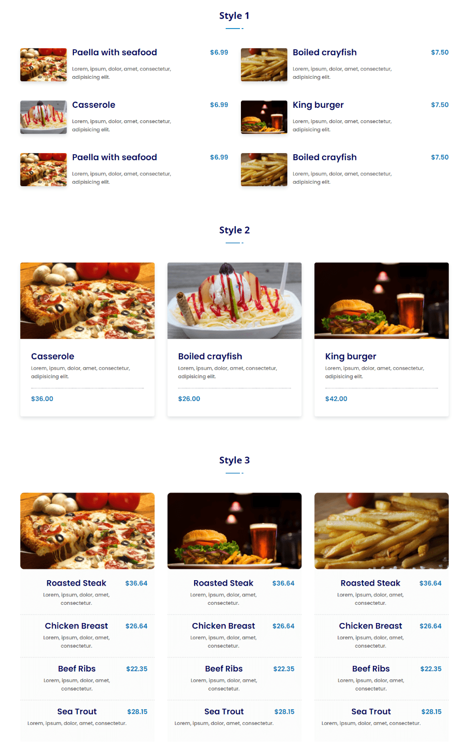 Food Menu Section Styles