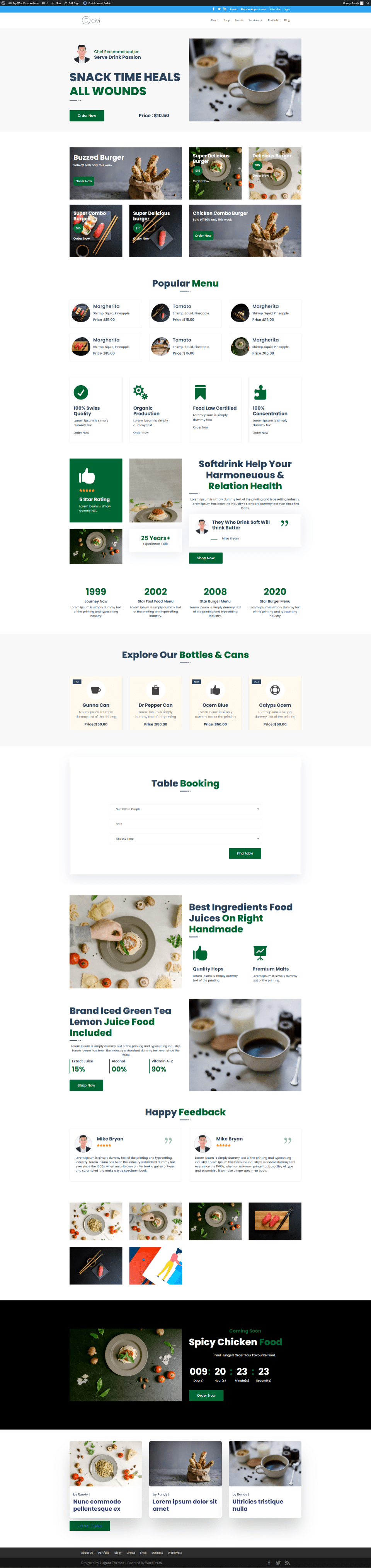 Ultimate Divi Modules UI Bundle Restaurant and Cafe