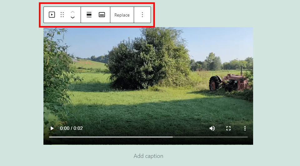 Video Block Toolbar