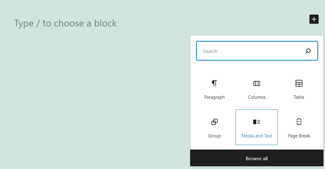 Adding a Media and Text block
