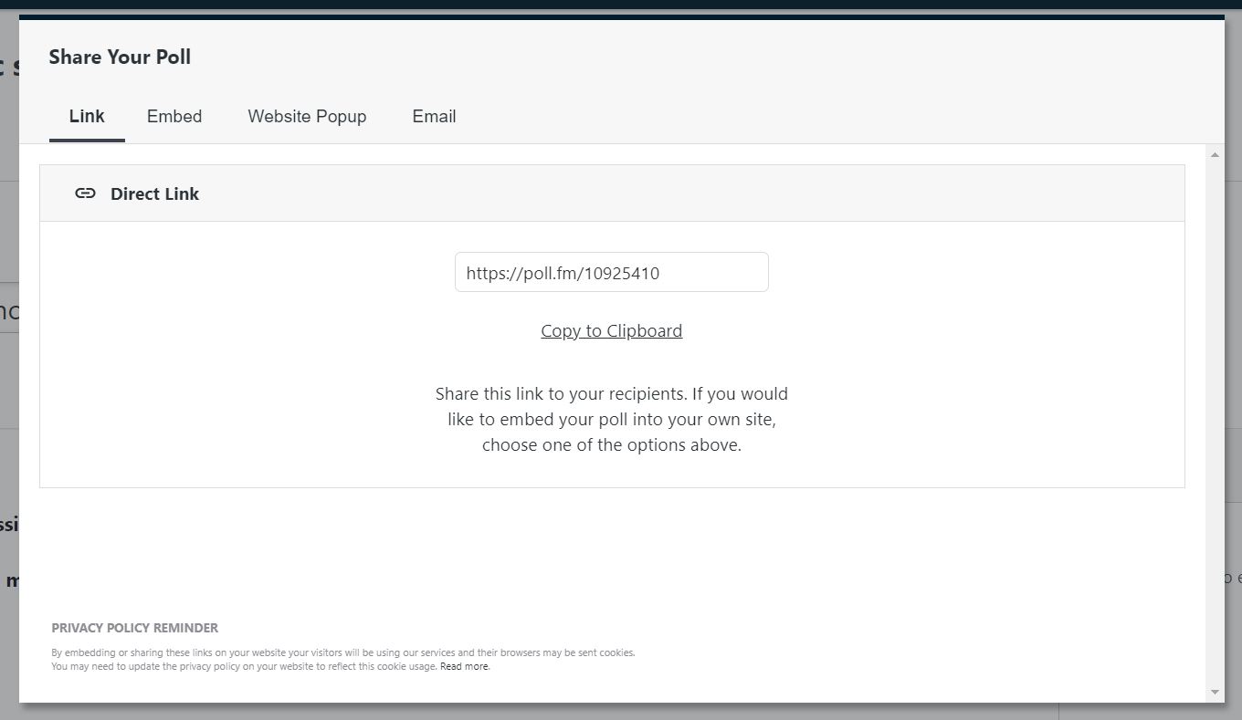 The option to share your poll with a link