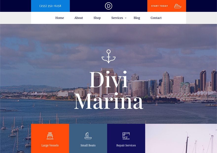divi marina header footer template
