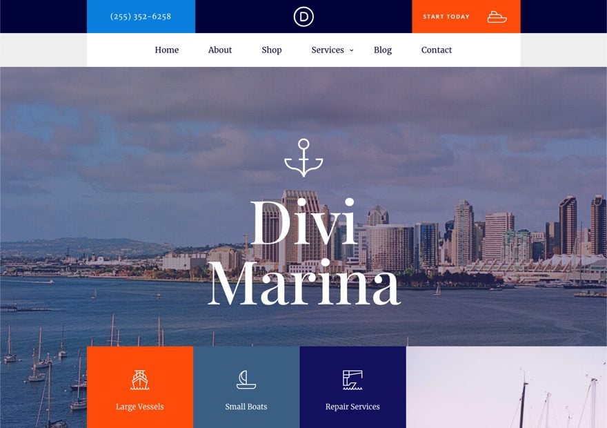 divi marina header footer template