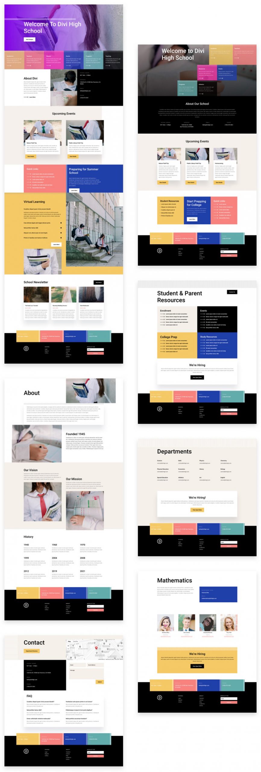 divi high school layout pack