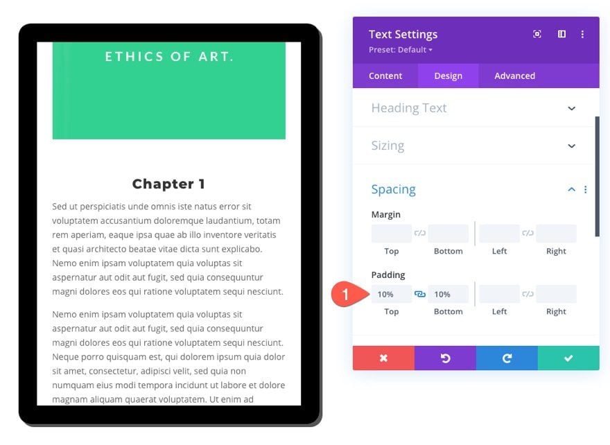 divi tablet with scrollable teaser content