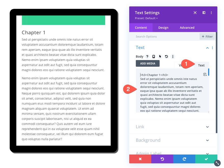 divi tablet with scrollable teaser content