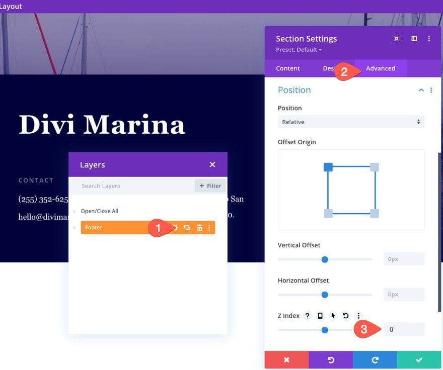 divi sticky footer reveal