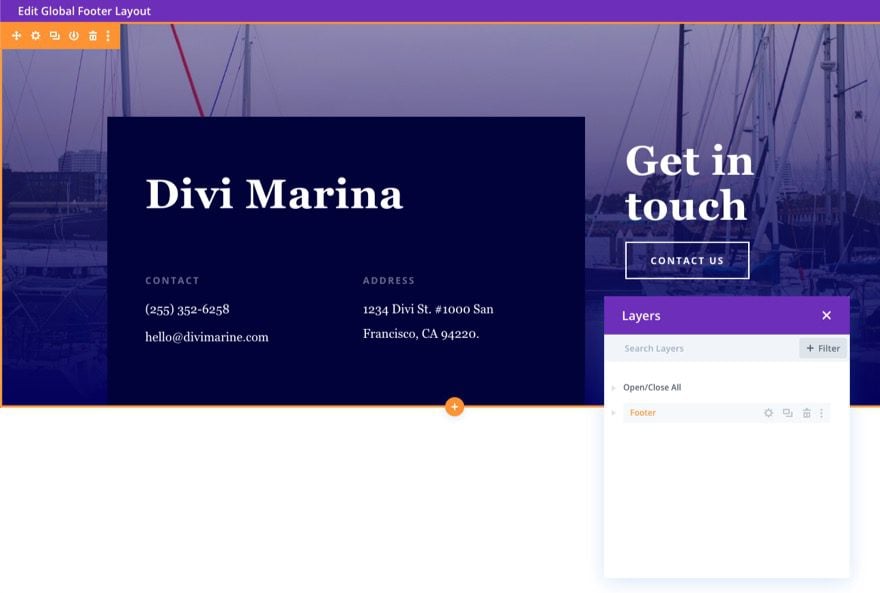 divi sticky footer reveal