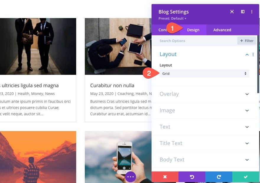 divi archive page template with masonry layout