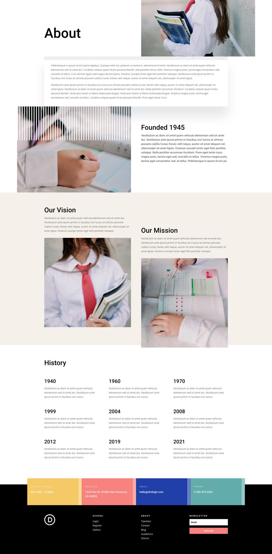 divi high school layout pack