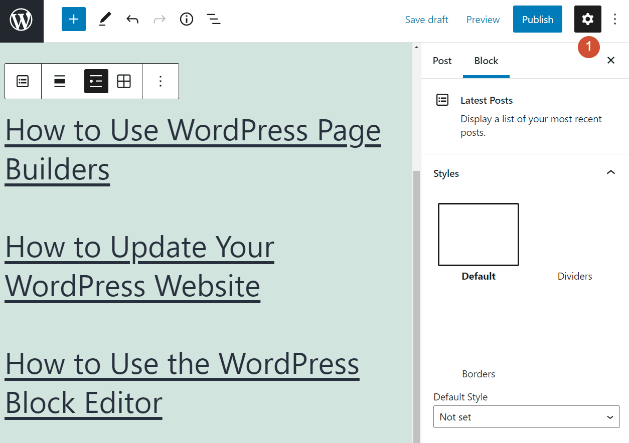 WordPress Block Editor - Latest Posts Block 