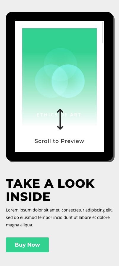 divi tablet with scrollable teaser content