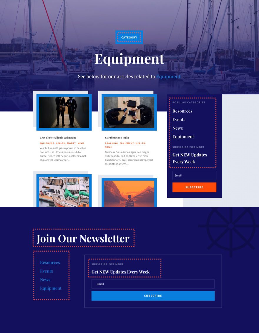 divi marina category page template