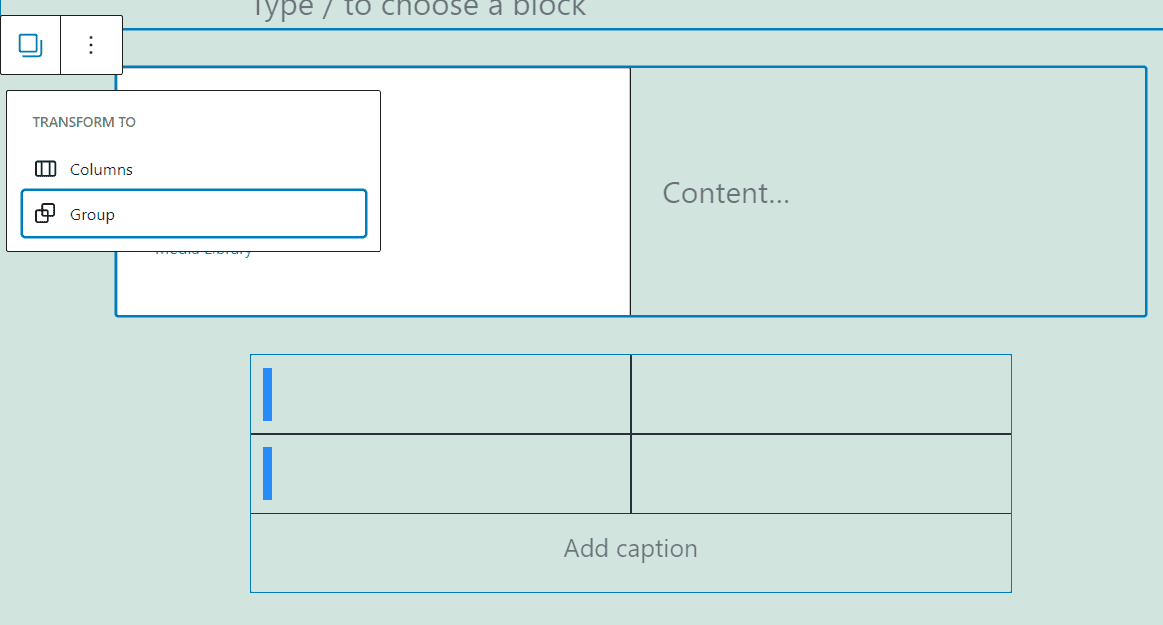 Grouping existing blocks together