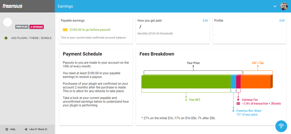 freemius dashboard