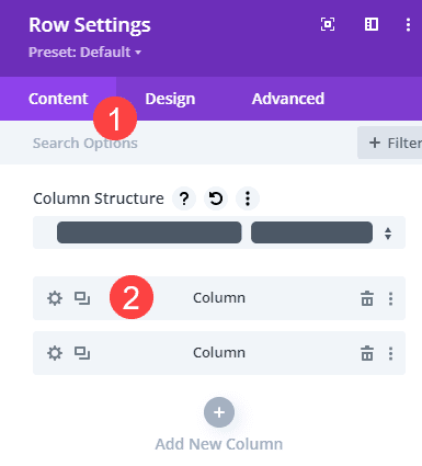 column settings