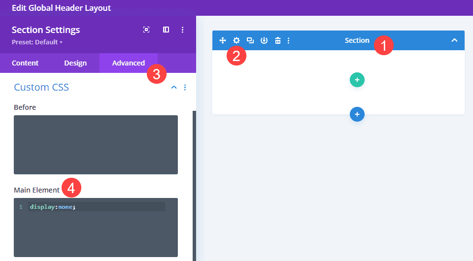 global header settings