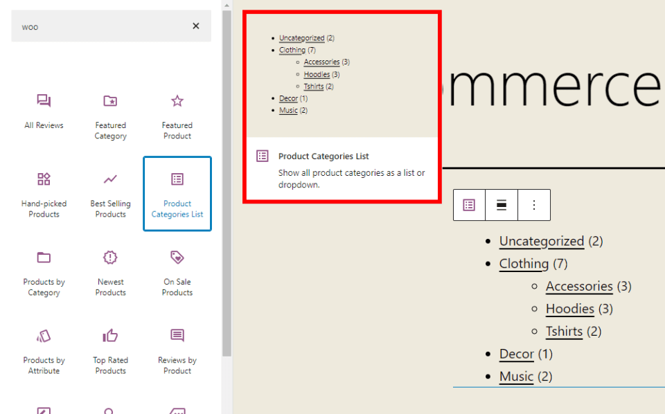 Product Categories List WooCommerce Preview