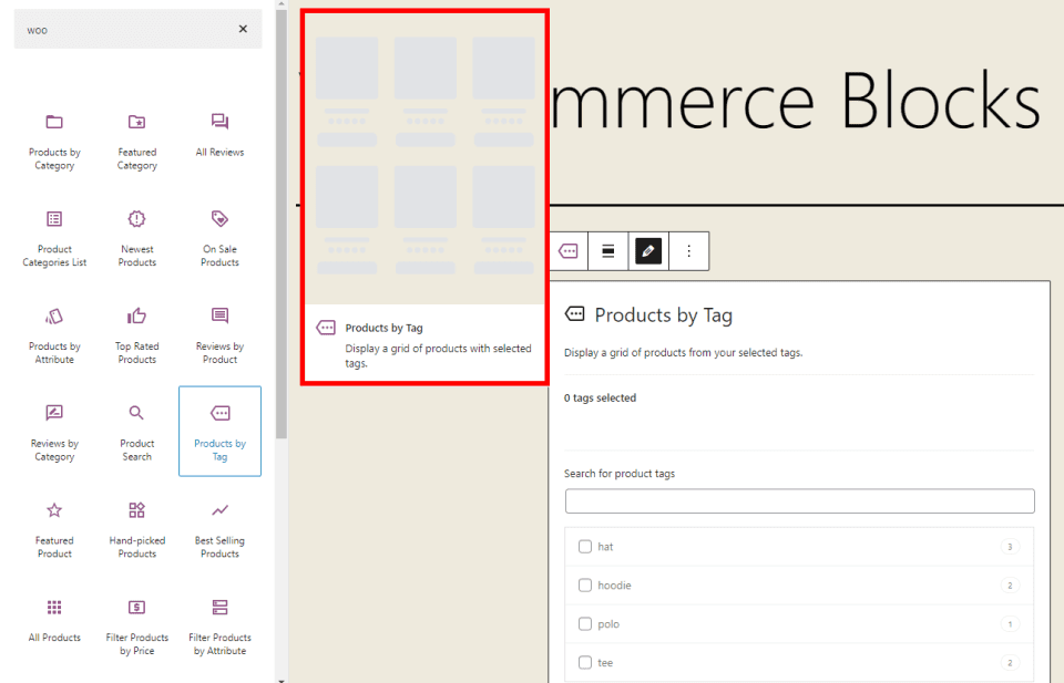 Products by Tag WooCommerce Block