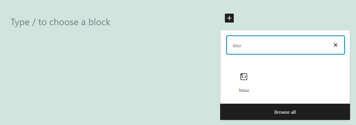 Adding an Issuu embed block in WordPress
