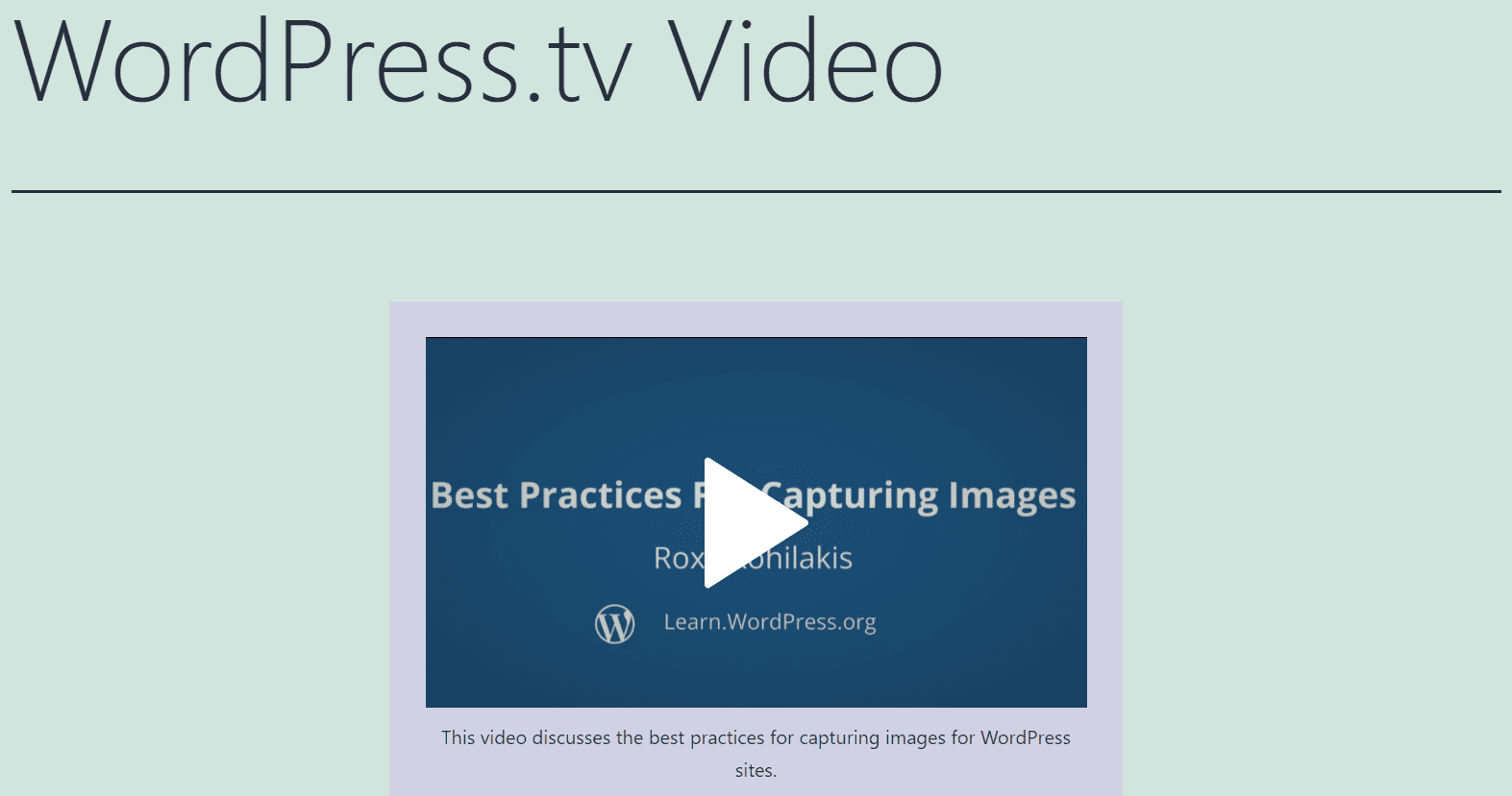 Adding a background color to a WordPress.tv video.