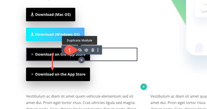 display download buttons for respective operating systems in divi