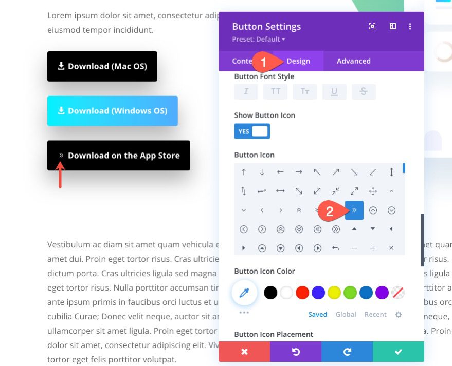 display download buttons for respective operating systems in divi