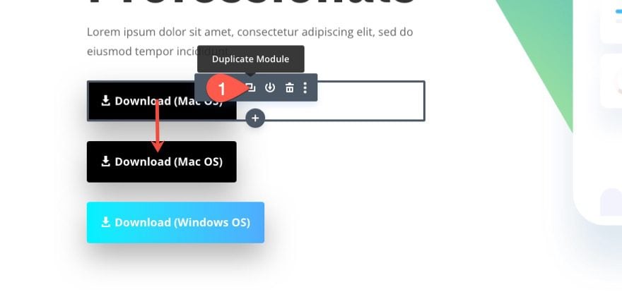 display download buttons for respective operating systems in divi