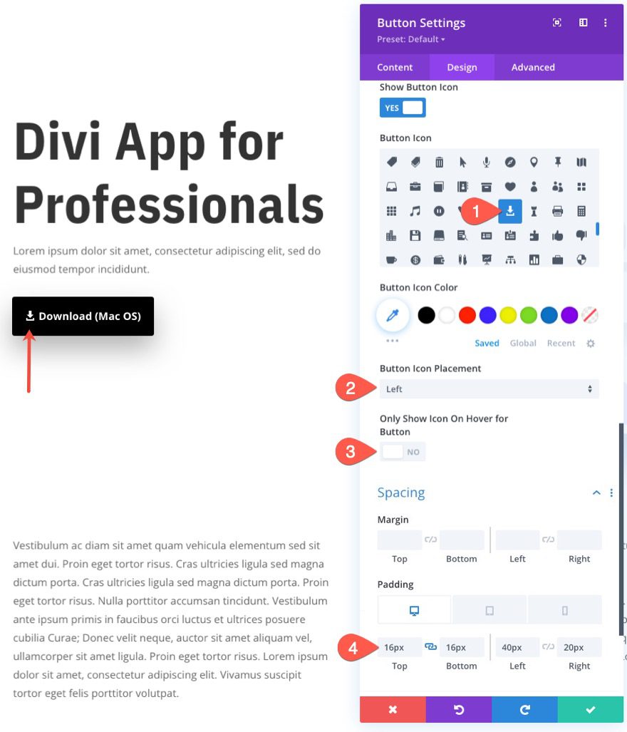 display download buttons for respective operating systems in divi