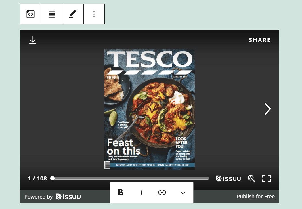 An embedded Issuu magazine