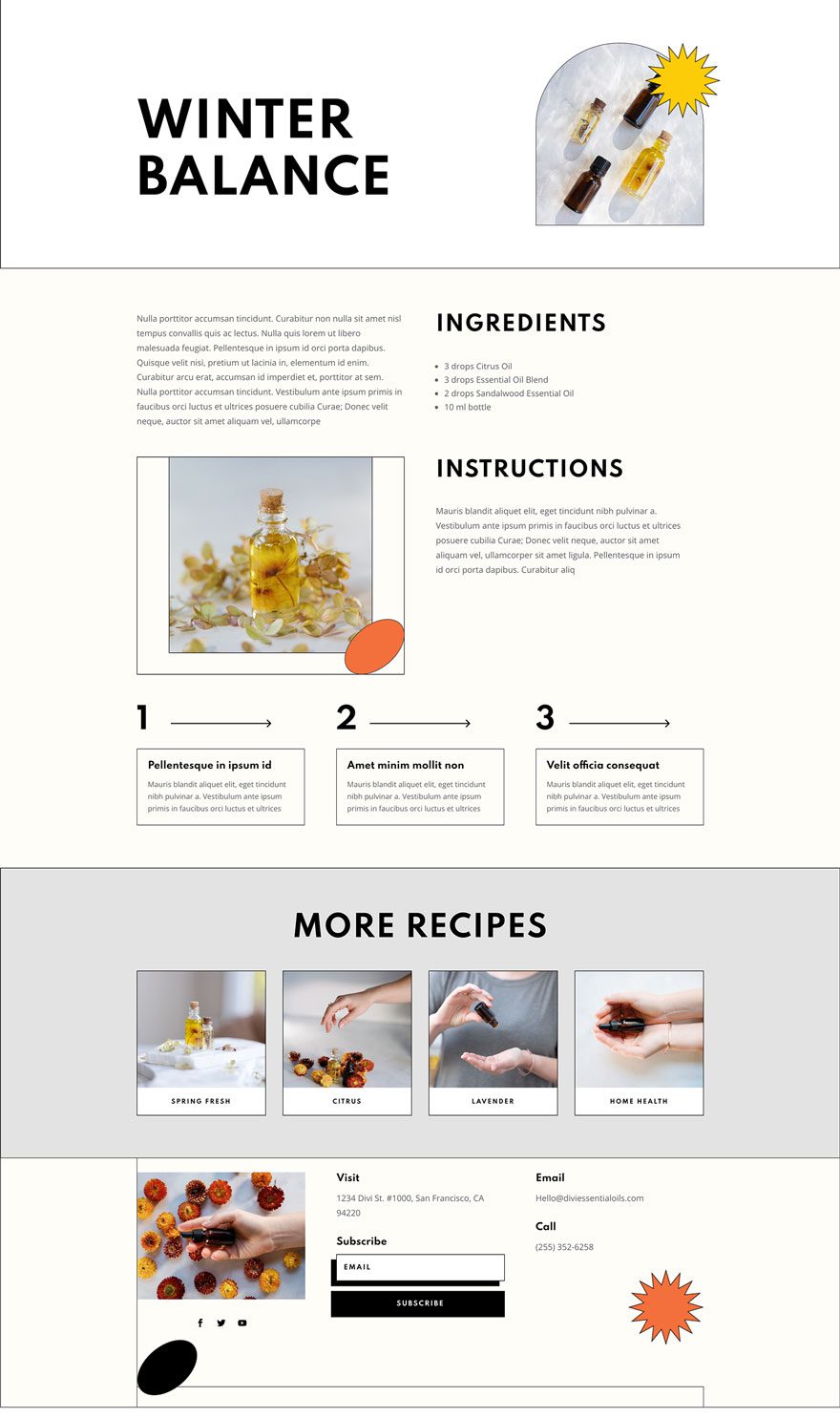 essential oils layout pack for Divi